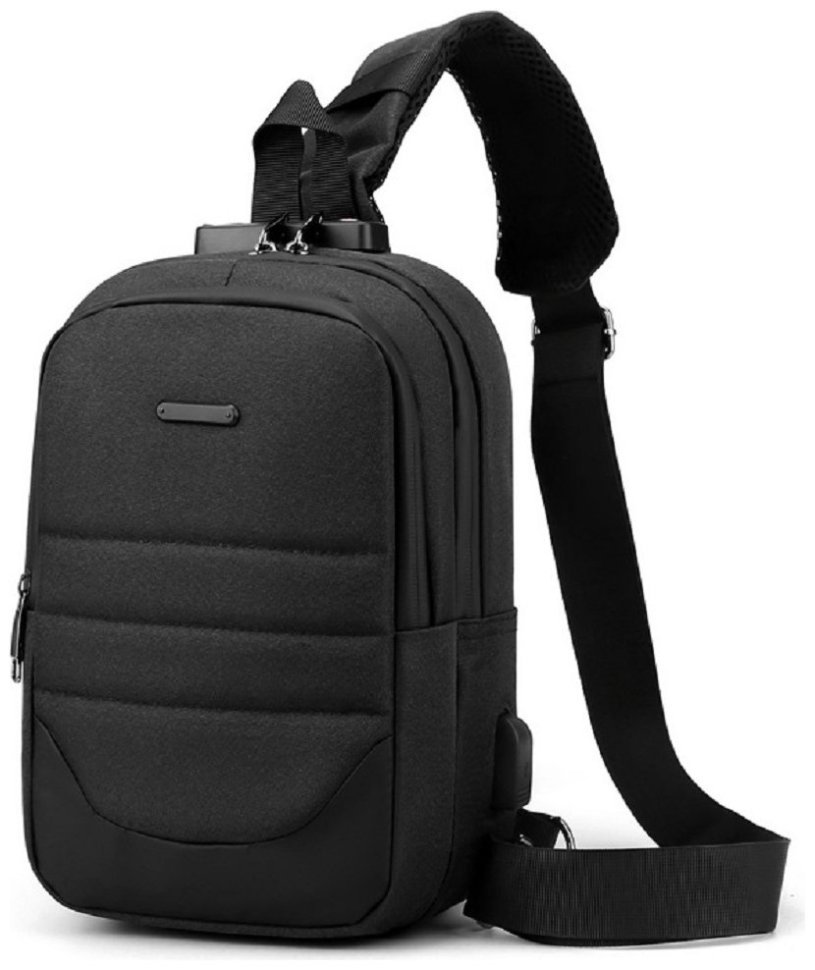 Мягкая текстильная мужская сумка черного цвета через плечо Confident 77464