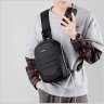 Мягкая текстильная мужская сумка черного цвета через плечо Confident 77464 - 7