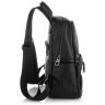 Черный женский городской рюкзак из фактурной кожи на две молнии Olivia Leather 77564 - 3