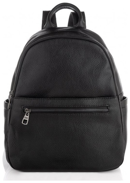 Черный женский городской рюкзак из фактурной кожи на две молнии Olivia Leather 77564 modnotak фото №9