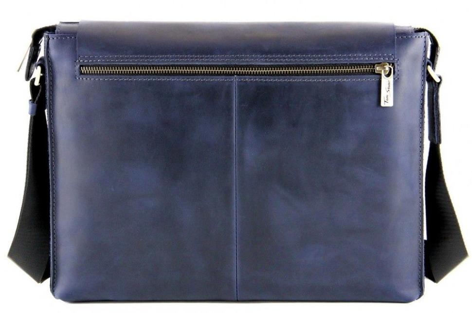 Солидная мужская сумка темно-синего цвета из натуральной кожи Tom Stone (12179)