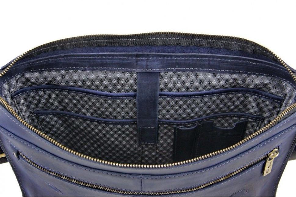 Солидная мужская сумка темно-синего цвета из натуральной кожи Tom Stone (12179)