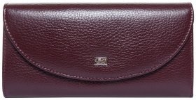 Большой женский кошелек из зернистой кожи с клапаном на кнопке Desisan 107864 бордового цвета