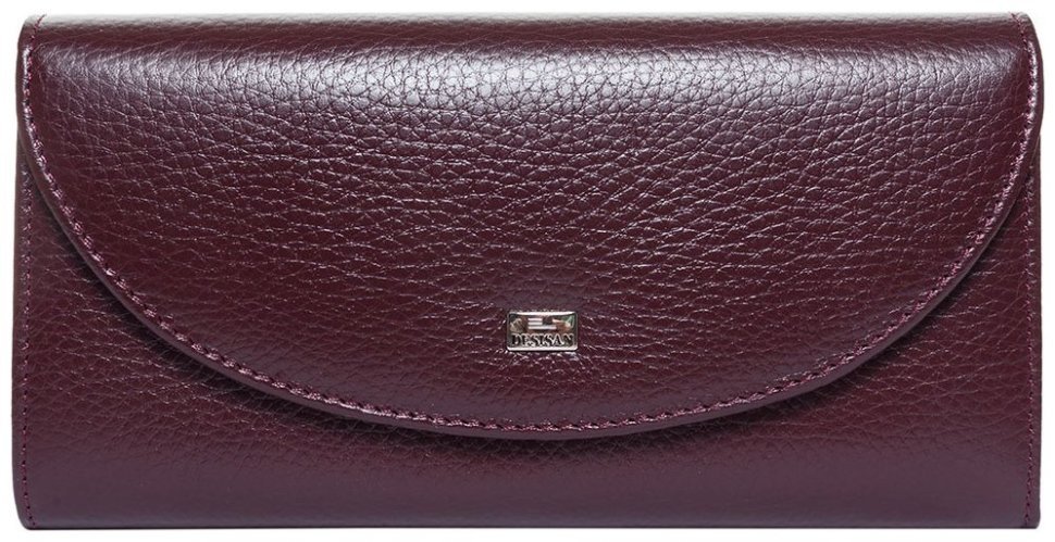 Большой женский кошелек из зернистой кожи с клапаном на кнопке Desisan 107864 бордового цвета modnotak фото №1