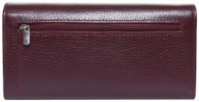 Большой женский кошелек из зернистой кожи с клапаном на кнопке Desisan 107864 бордового цвета