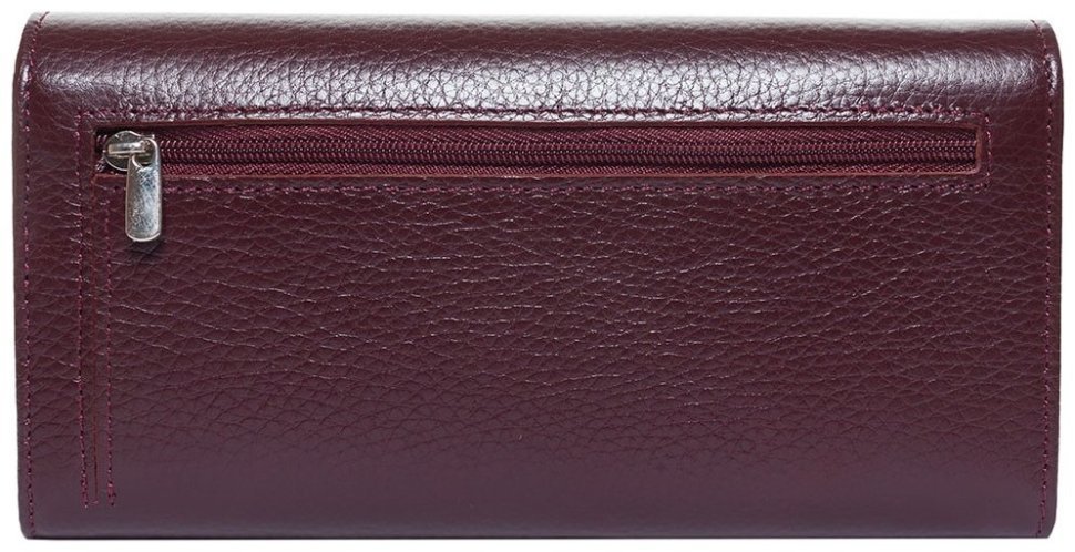 Большой женский кошелек из зернистой кожи с клапаном на кнопке Desisan 107864 бордового цвета modnotak фото №2