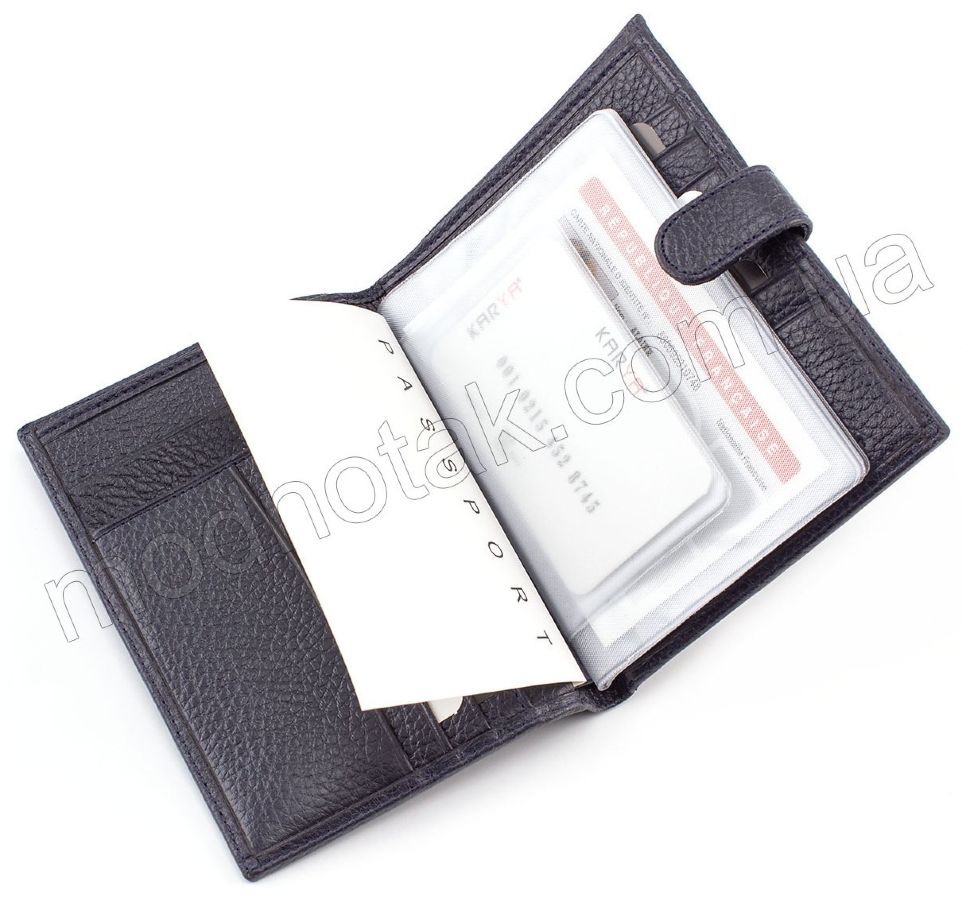 Кожаный вертикальный кошелек с блоком для документов KARYA (0914-44)