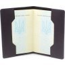 Черная обложка для паспорта из кожи крейзи хорс с картой Украины - Grande Pelle (21955) - 2