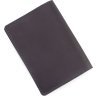 Черная обложка для паспорта из кожи крейзи хорс с картой Украины - Grande Pelle (21955) - 3