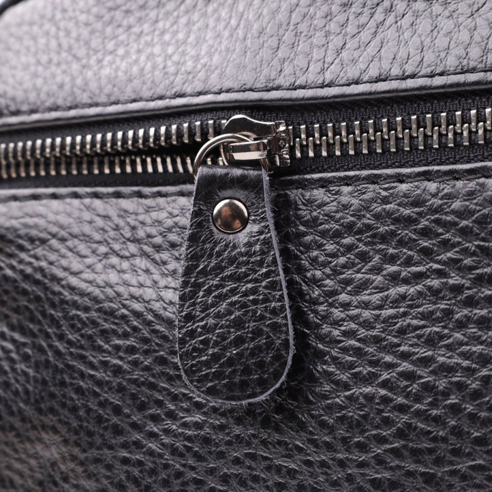 Повседневная классическая мужская сумка через плечо из фактурной кожи Vintage 98164 черного цвета modnotak фото №6