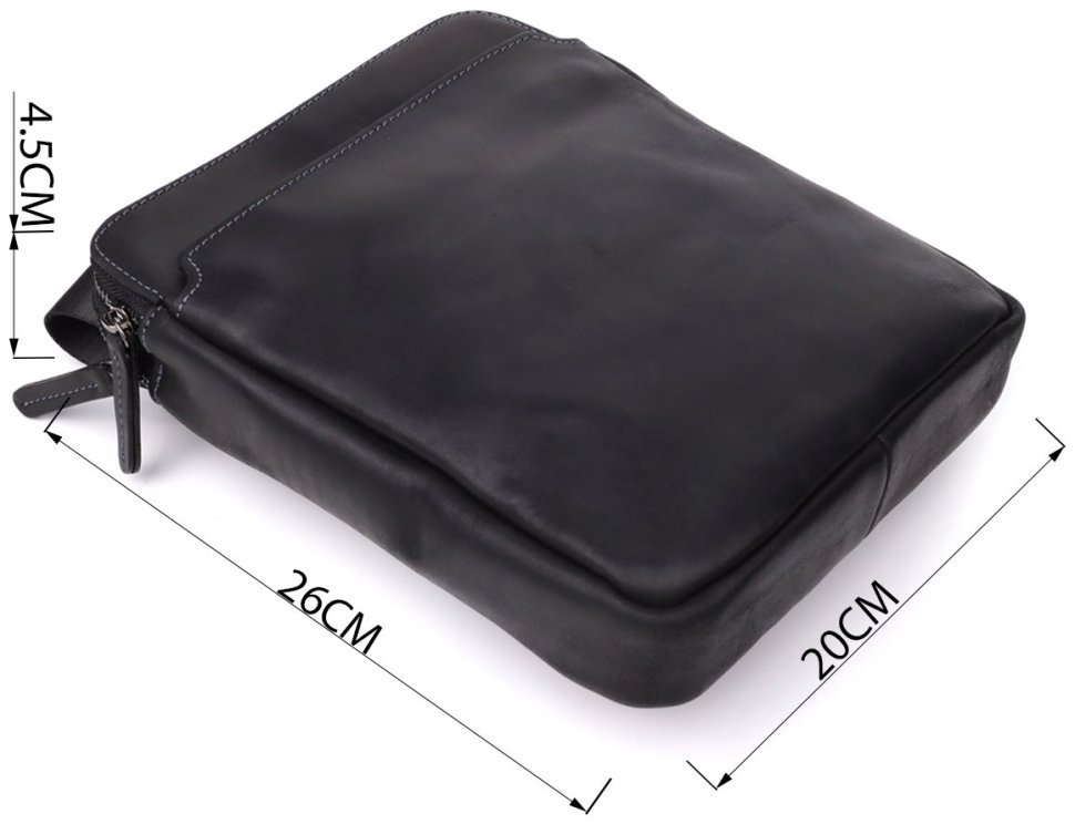 Мужская сумка планшет из винтажной кожи через плечо Shvigel черного цвета 108364 modnotak фото №3