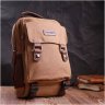 Текстильный мужской рюкзак-слинг коричневого цвета с уплотненной спинкой Vintage 2422167 - 7