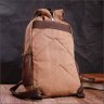 Текстильний чоловічий рюкзак-слінг коричневого кольору з ущільненою спинкою Vintage 2422167 - 8