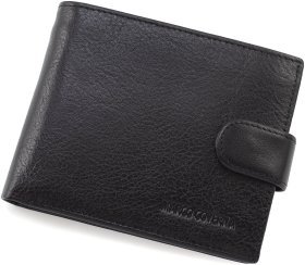 Шкіряне чоловіче портмоне чорного кольору з блоком для карт та документів Marco Coverna 68664