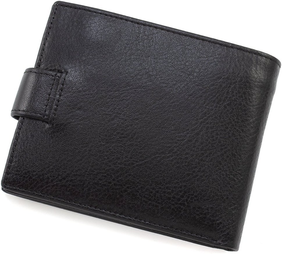 Шкіряне чоловіче портмоне чорного кольору з блоком для карт та документів Marco Coverna 68664
