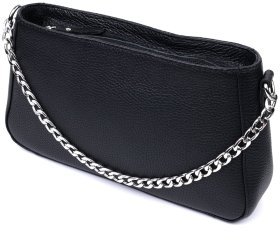 Элегантная женская сумка-багет черного цвета с цепочкой Shvigel 2422837
