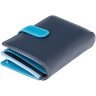 Середній шкіряний гаманець темно-синього кольору з хлястиком на кнопці Visconti Fiji 68764 - 10