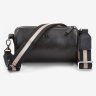 Невелика жіноча сумка-кроссбоді із натуральної шкіри флотар чорного кольору BlankNote Cylinder 78964 - 1