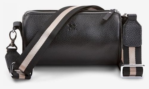 Небольшая женская сумка-кроссбоди из натуральной кожи флотар черного цвета BlankNote Cylinder 78964