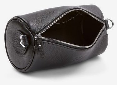 Невелика жіноча сумка-кроссбоді із натуральної шкіри флотар чорного кольору BlankNote Cylinder 78964