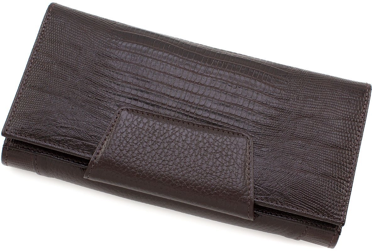 Жіночий гаманець коричневого кольору з натуральної шкіри під рептилію Tony Bellucci (10865)