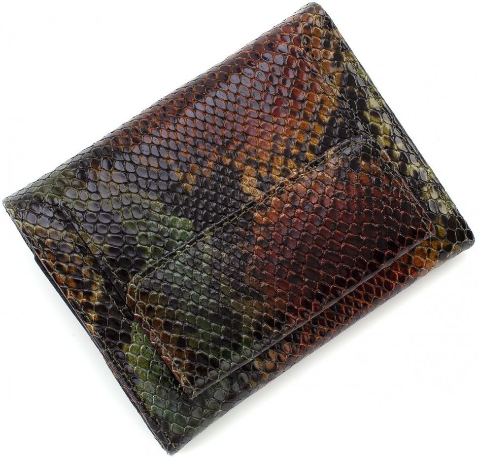 Женский кошелек из высококачественной натуральной кожи с принтом под змею KARYA (19543)