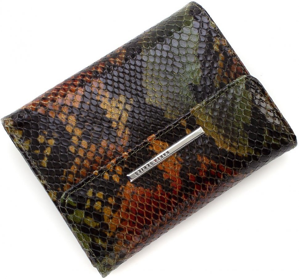 Женский кошелек из высококачественной натуральной кожи с принтом под змею KARYA (19543)