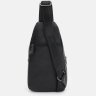 Чоловічий шкіряний рюкзак-слінг чорного кольору з червоною смужкою Keizer (59164) - 4
