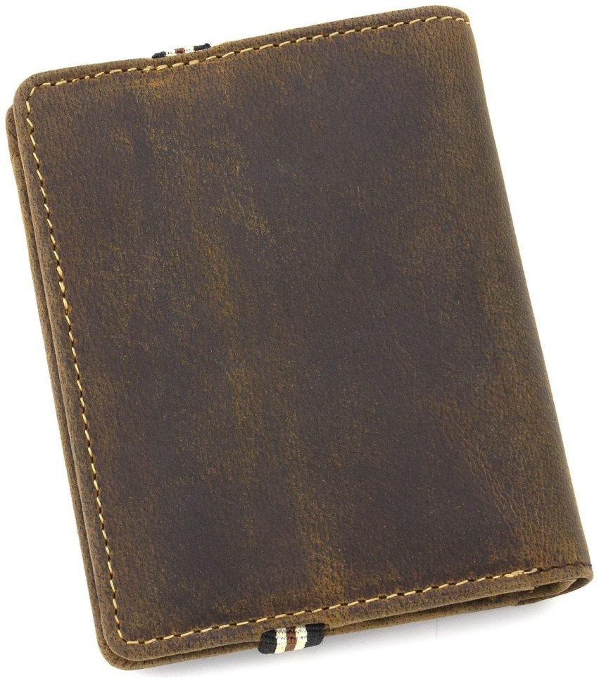 Мужское портмоне миниатюрного размера из натуральной кожи крейзи хорс коричневого цвета Visconti Arrow 69164