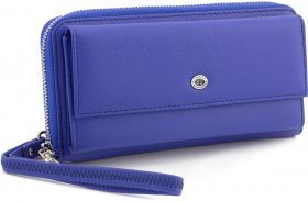 Яскравий синій жіночий гаманець з натуральної шкіри з зернистою фактурою ST Leather (15315)