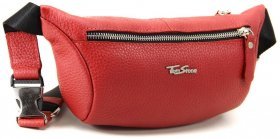 Червона жіноча сумка-бананка з якісної шкіри Tom Stone (10919)