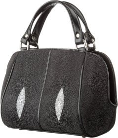 Черная сумка на молнии из настоящей кожи ската STINGRAY LEATHER (024-18515)