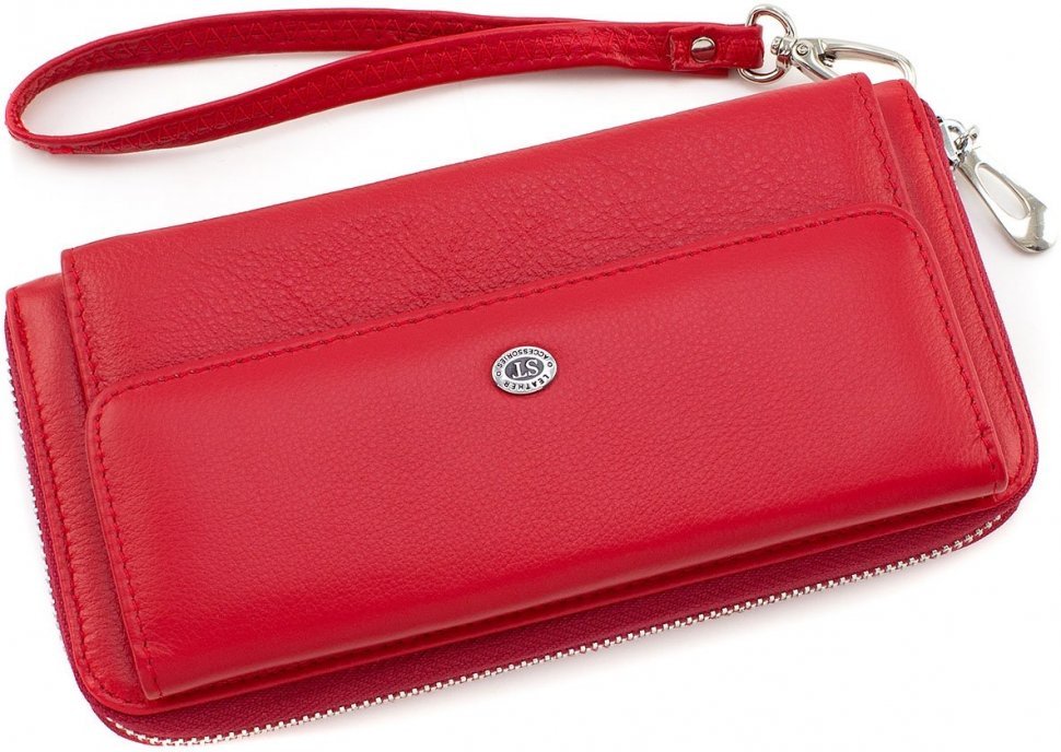 Червоний гаманець з натуральної шкіри великого розміру ST Leather (15603)
