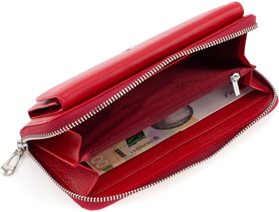 Красный кошелек из натуральной кожи крупного размера ST Leather (15603)