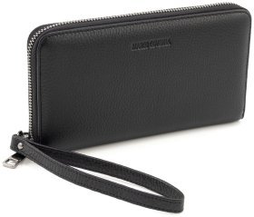 Кожаный мужской клатч на одну молнию с ремешком запястье и ручкой для ношения в ладони Marco Coverna 90865