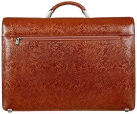 Рыжий мужской кожаный портфель большого размера из фактурной кожи Desisan 81265