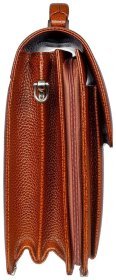 Рыжий мужской кожаный портфель большого размера из фактурной кожи Desisan 81265