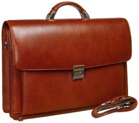 Рыжий мужской кожаный портфель большого размера из фактурной кожи Desisan 81265