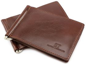 Компактный кожаный зажим без фиксации ST Leather (16827)