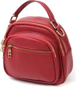 Красная женская сумка маленького размера из качественной натуральной кожи Vintage (20689)