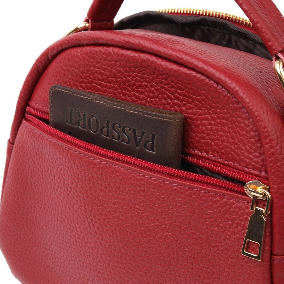 Червона жіноча сумка маленького розміру із якісної натуральної шкіри Vintage (20689)