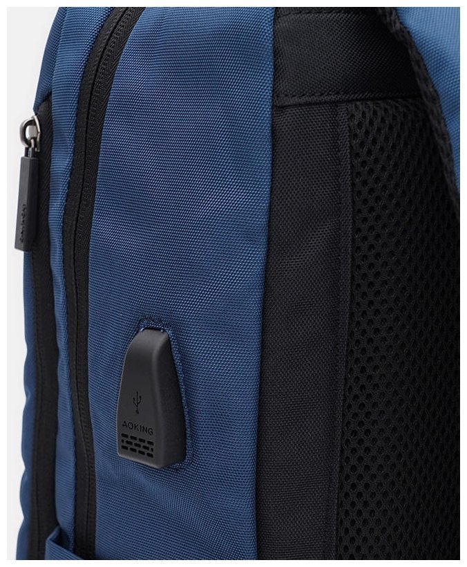 Чоловічий рюкзак із синього поліестеру на блискавці Aoking 71565