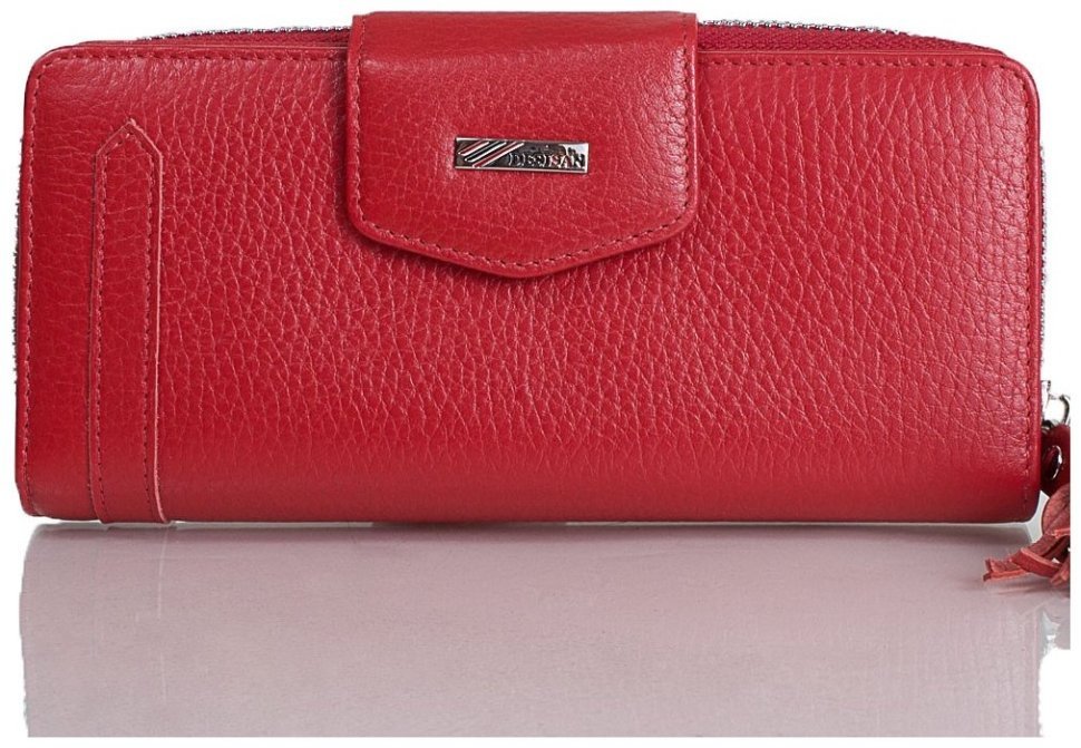 Великий жіночий гаманець із натуральної шкіри флотар Desisan 81665 червоного кольору  modnotak фото №1