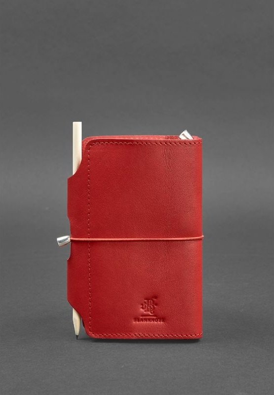 Женский кожаный блокнот формата А6 (Софт-бук) красного цвета на резинке - BlankNote (41965)