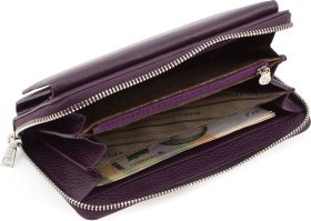 Жіночий фіолетовий гаманець-клатч з натуральної шкіри на зап'ястя Marco Coverna (17074)