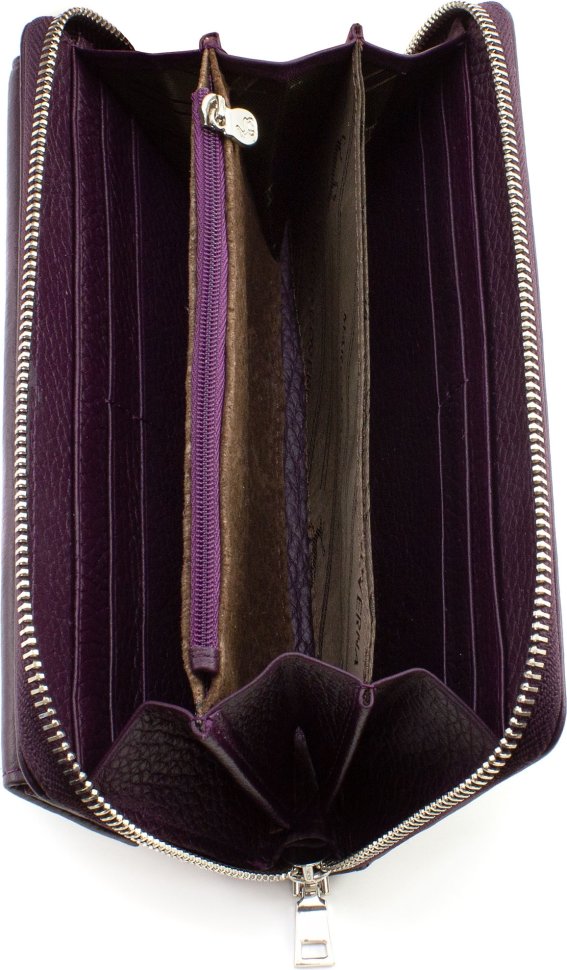 Женский фиолетовый кошелек-клатч из натуральной кожи на запястье Marco Coverna (17074)