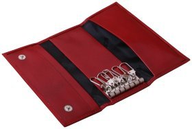 Червона ключниця Newport із телячої шкіри Vip Collection 102565 (на кнопках)