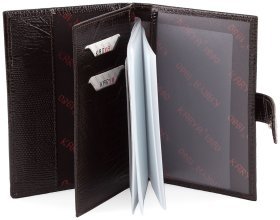 Кожаная обложка коричневого цвета на застежке KARYA (443-071)