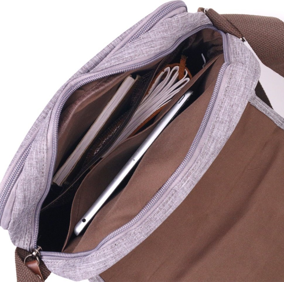 Сіра чоловіча сумка-барсетка з текстилю Vintage (2421263)