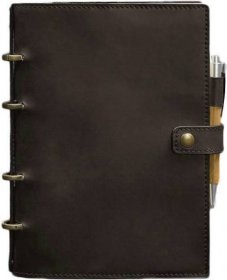 Кожаный блокнот с датированным блоком (Софт-бук) в темно-коричневом цвете - BlankNote (42665)